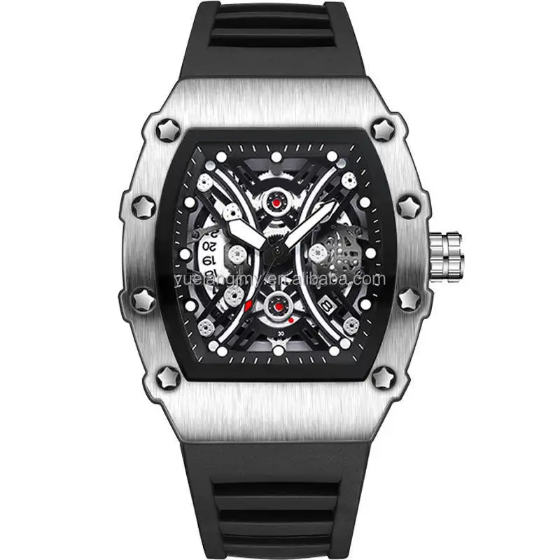 ساعة رياضية رجالية فخمة بتصميم برميلي حديث • Men's quartz watch mechanical watch