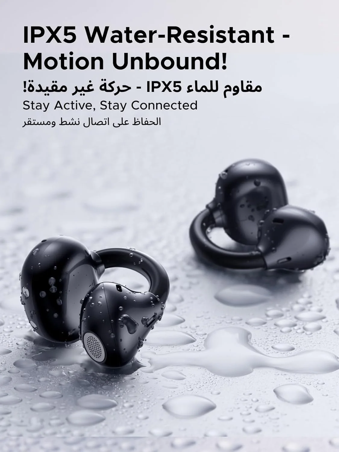 سماعات أذن يوجرين ClipBuds، سماعة مزودة بـ4 ميكروفونات Clear Call سماعه على الأذن اللاسلكية بتقنية بلوتوث 6.0، مع تحكم بالتطبيق واللمس، الوزن الخفيف، IPX5، وقت 30 ساعة، متوافقة مع iOS وأندروي