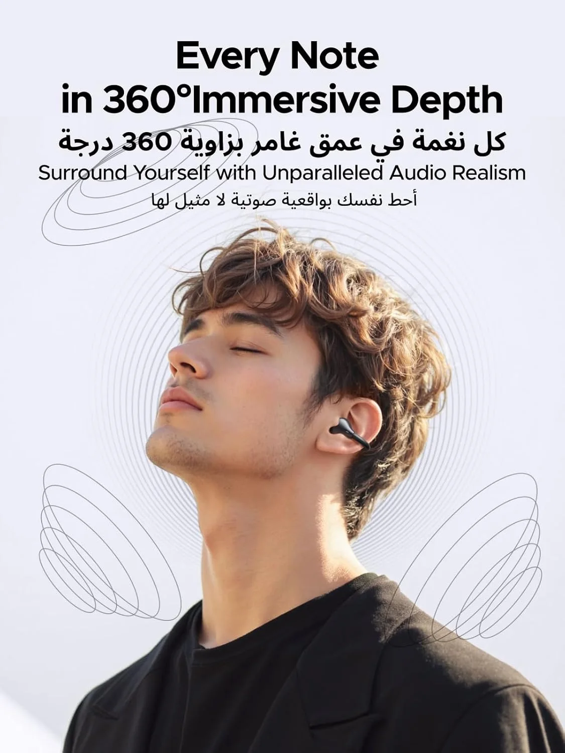 سماعات أذن يوجرين ClipBuds، سماعة مزودة بـ4 ميكروفونات Clear Call سماعه على الأذن اللاسلكية بتقنية بلوتوث 6.0، مع تحكم بالتطبيق واللمس، الوزن الخفيف، IPX5، وقت 30 ساعة، متوافقة مع iOS وأندروي