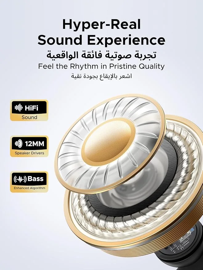 سماعات أذن يوجرين ClipBuds، سماعة مزودة بـ4 ميكروفونات Clear Call سماعه على الأذن اللاسلكية بتقنية بلوتوث 6.0، مع تحكم بالتطبيق واللمس، الوزن الخفيف، IPX5، وقت 30 ساعة، متوافقة مع iOS وأندروي