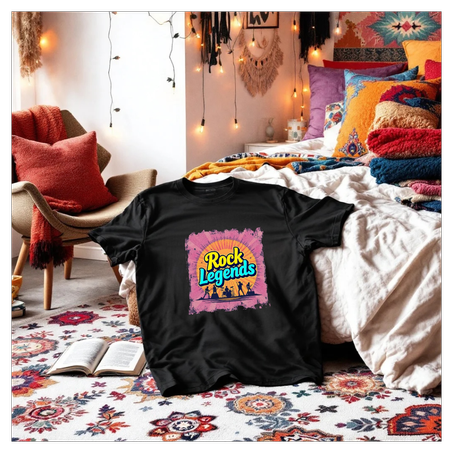 T-shirt Rock Legends – Style Vintage Musique | Unisexe – 100% Coton Noir