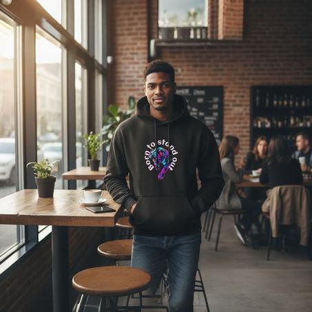 Hoodie Born to Stand Out” – Design panthère néon