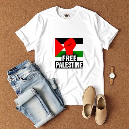 T-shirt Free Palestine – Drapeau Palestinien & Main Sanglante – Soutien à la Cause