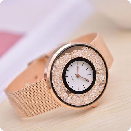 Luxury Women Rhinestone Quartz Watches /  ساعات نسائية فاخرة مرصعة بحجر الراين من الكوارتز