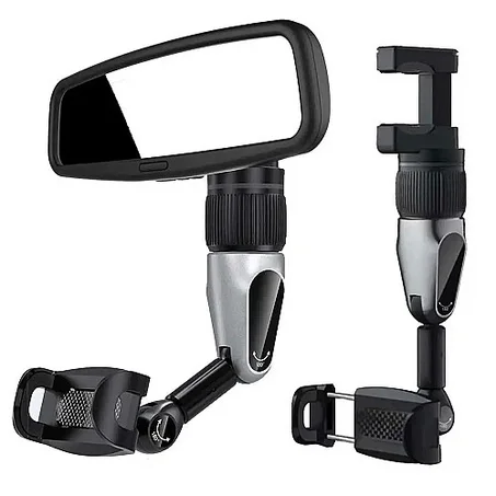 Car Phone Holder 360 Degree Rotatable Phone Rearview Mirror