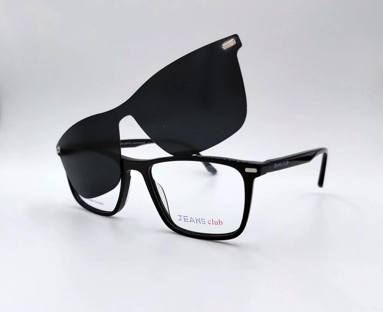 Monture clip‑on Noir Rectangulaire