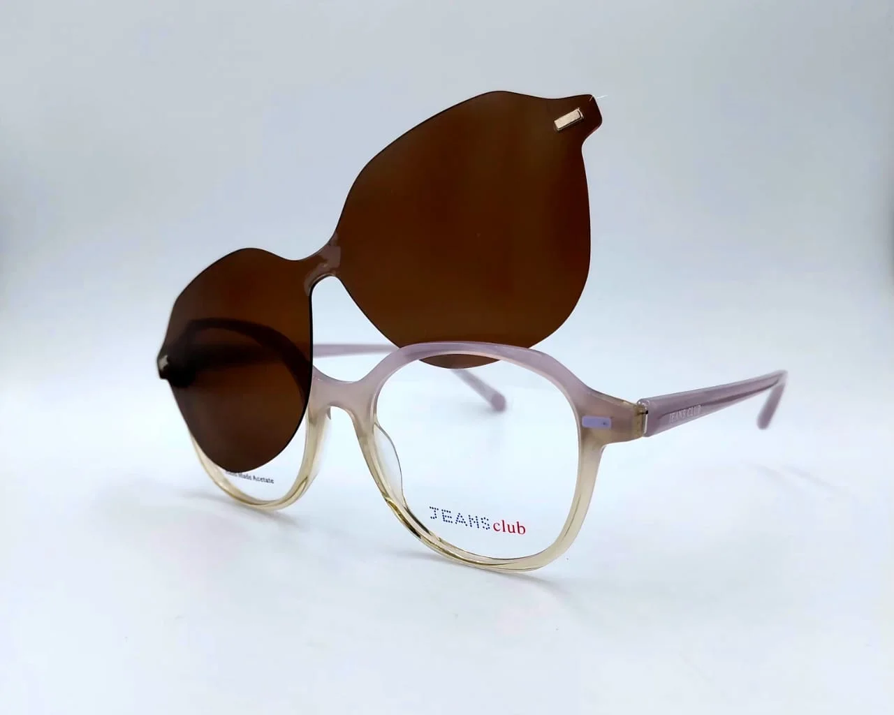 Monture flip‑up Rose Beige Transparent Rond