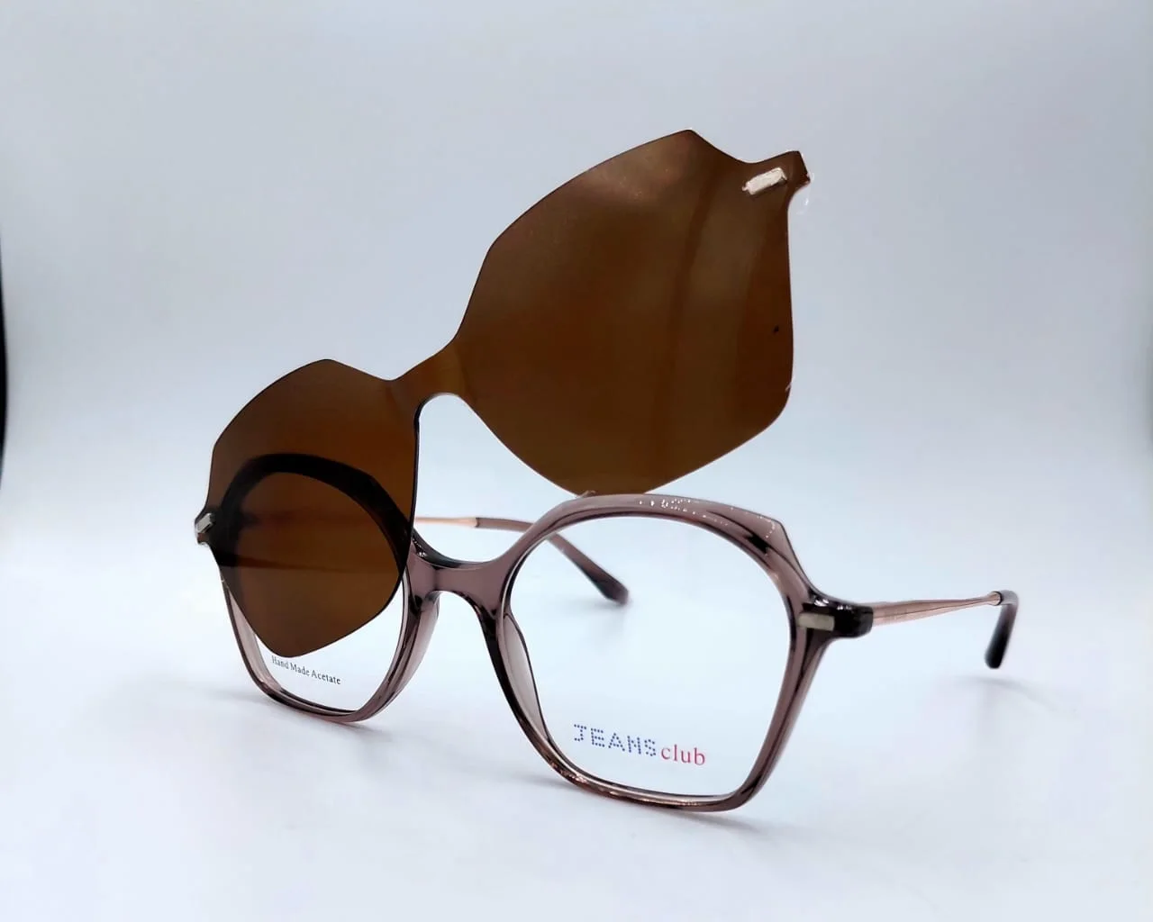 Monture clip‑on Vert Rosé Transparent Rond