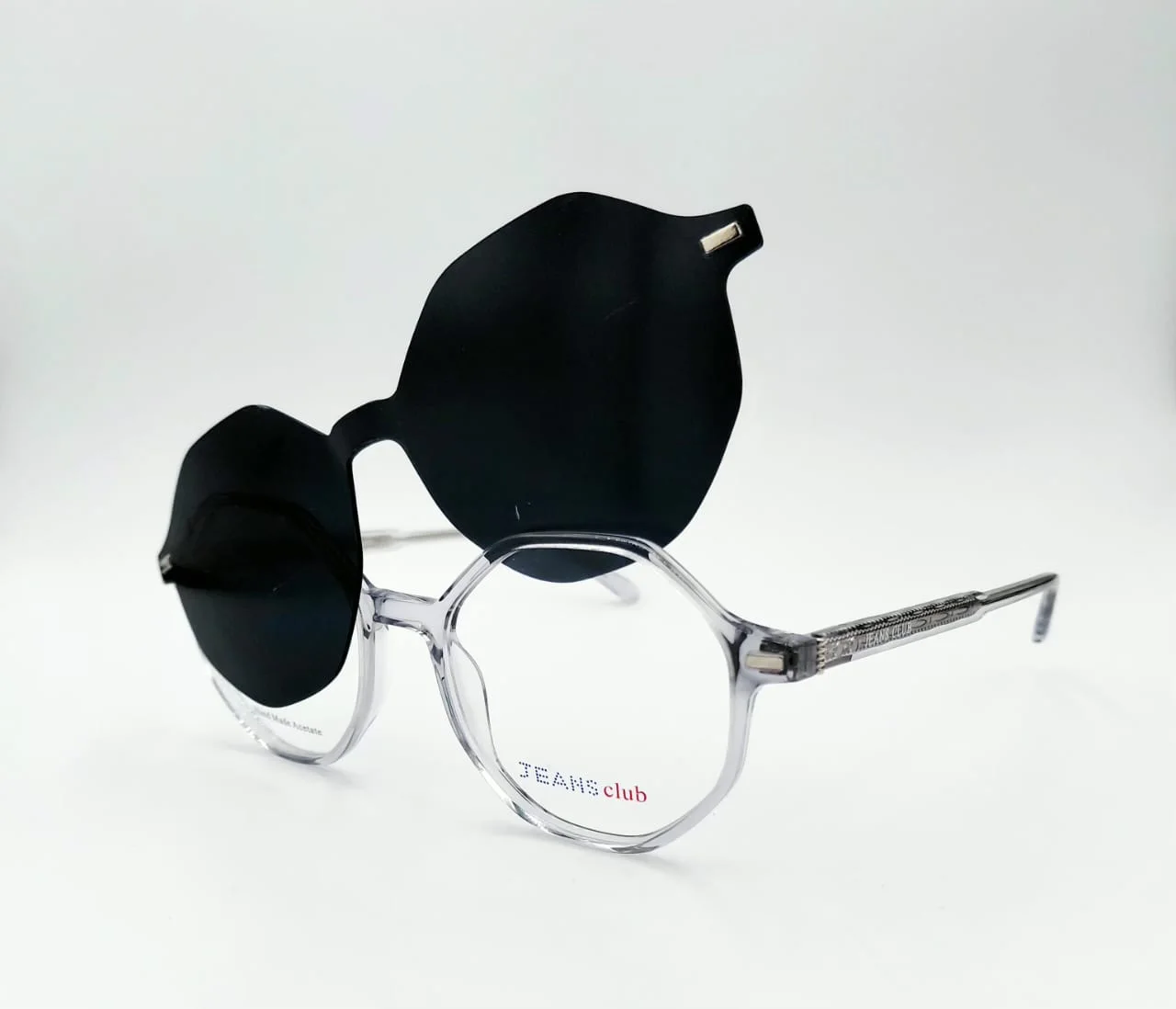 Monture flip‑up Transparent Géométrique