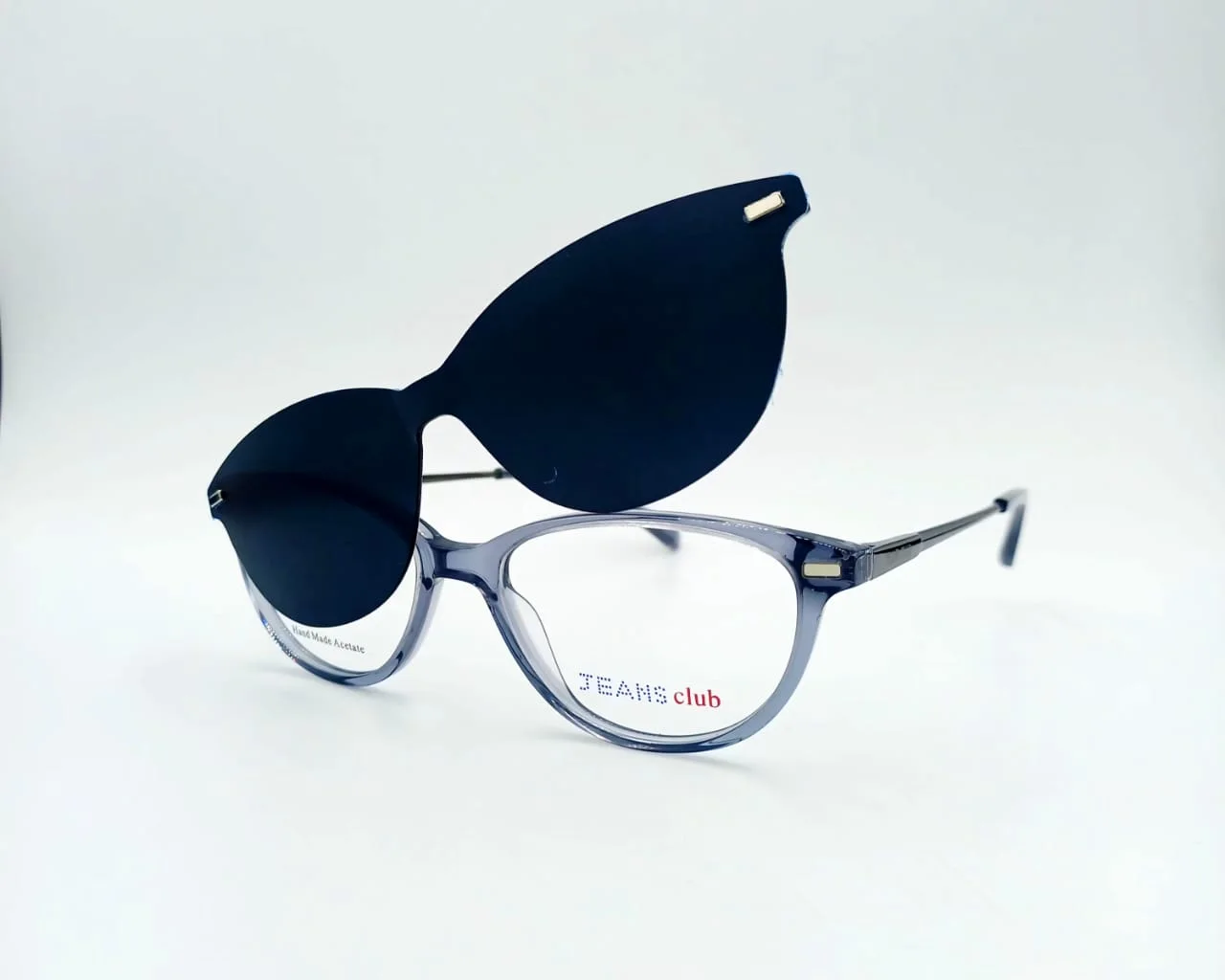 Monture clip‑on Gris Transparent Rond