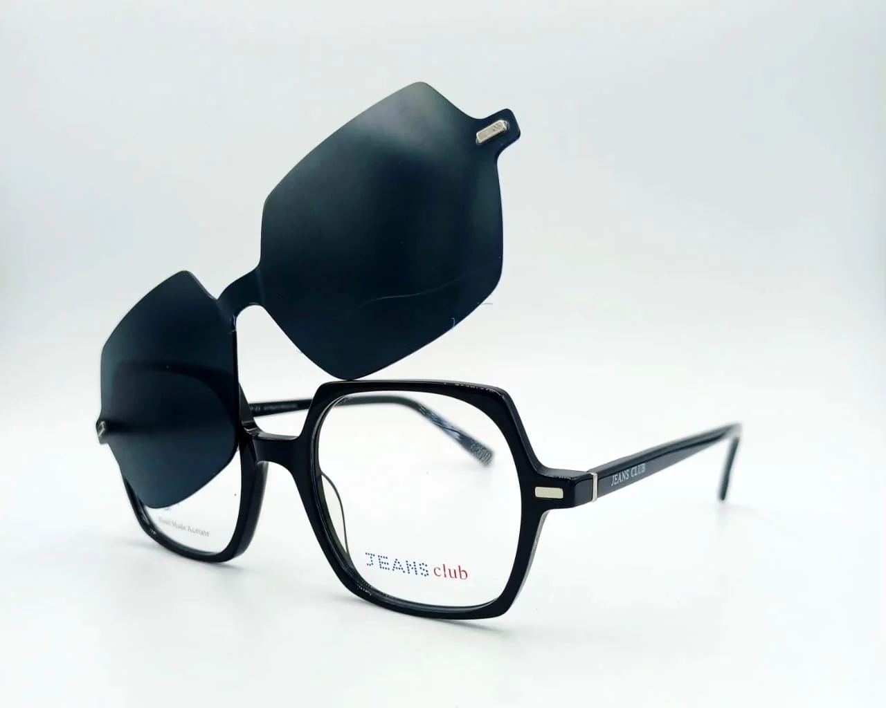 Monture clip‑on Noir Rectangulaire