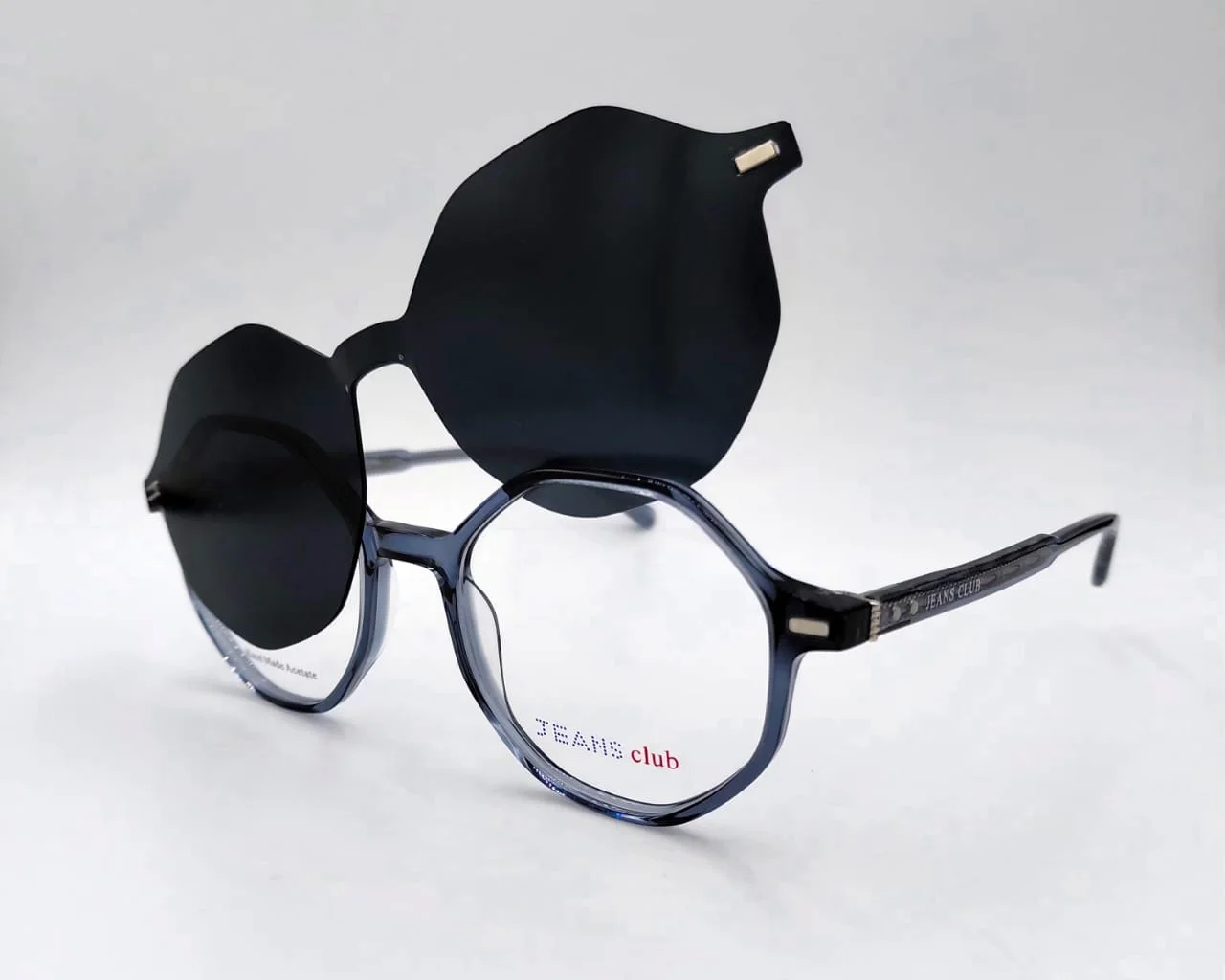 Monture flip‑up Noir Géométrique Translucide