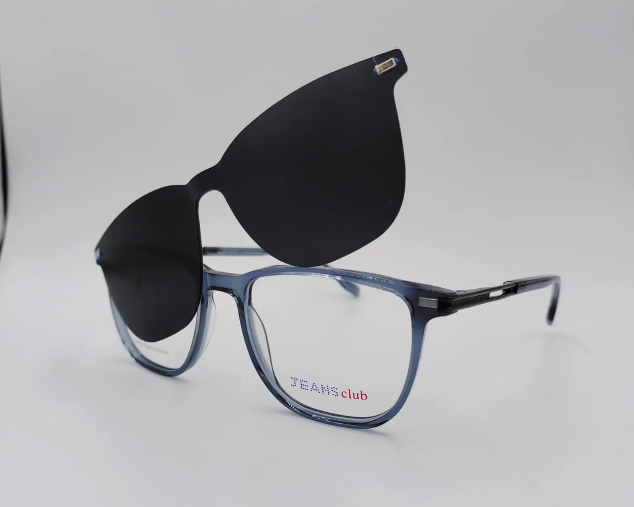 Monture clip‑on Bleu Rectangulaire