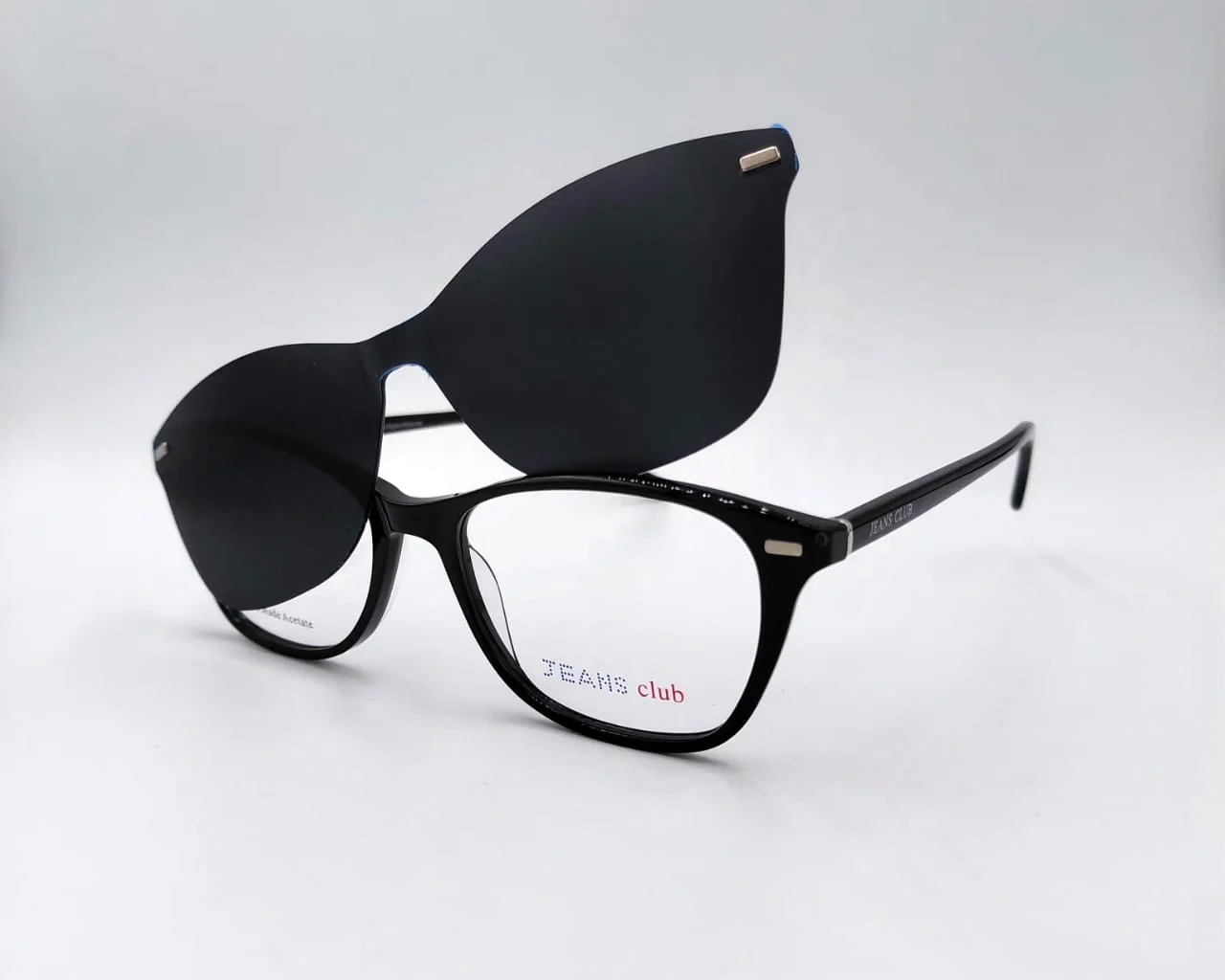 Monture clip‑on Noir Rectangulaire