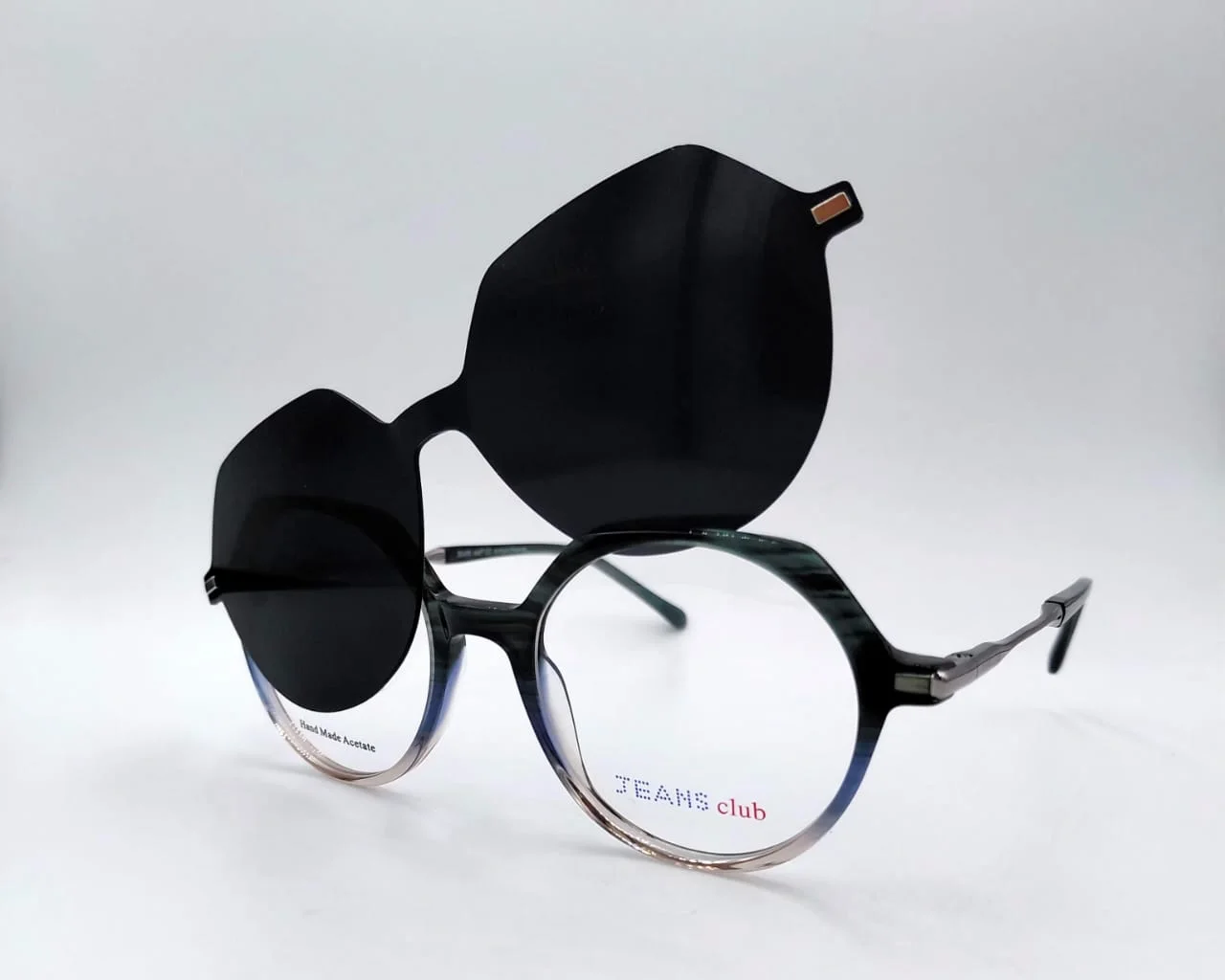 Monture clip‑on bleu dégradé