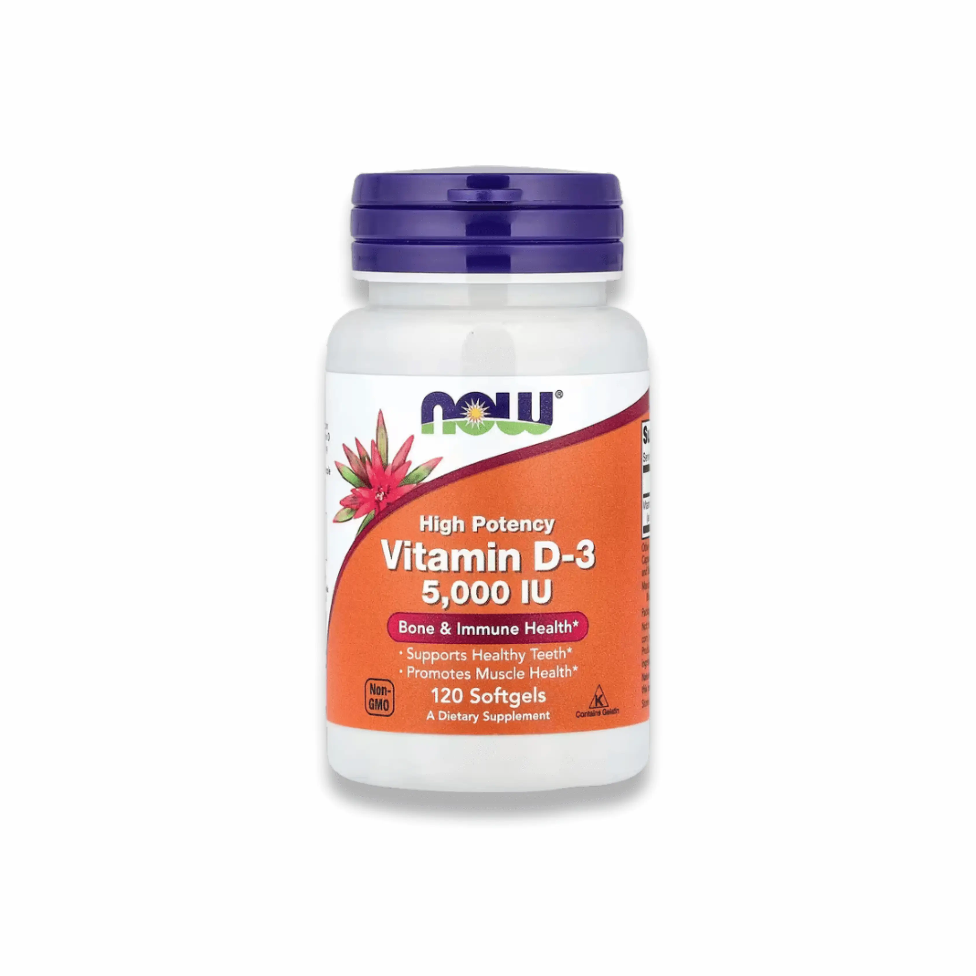 NOW Foods Vitamin D3 5 000 IU (125 mcg) – Immunité & Os | 120 Softgels