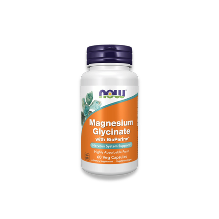 Magnesium Glycinate with BioPerine NOW Foods 60 Veg Capsules