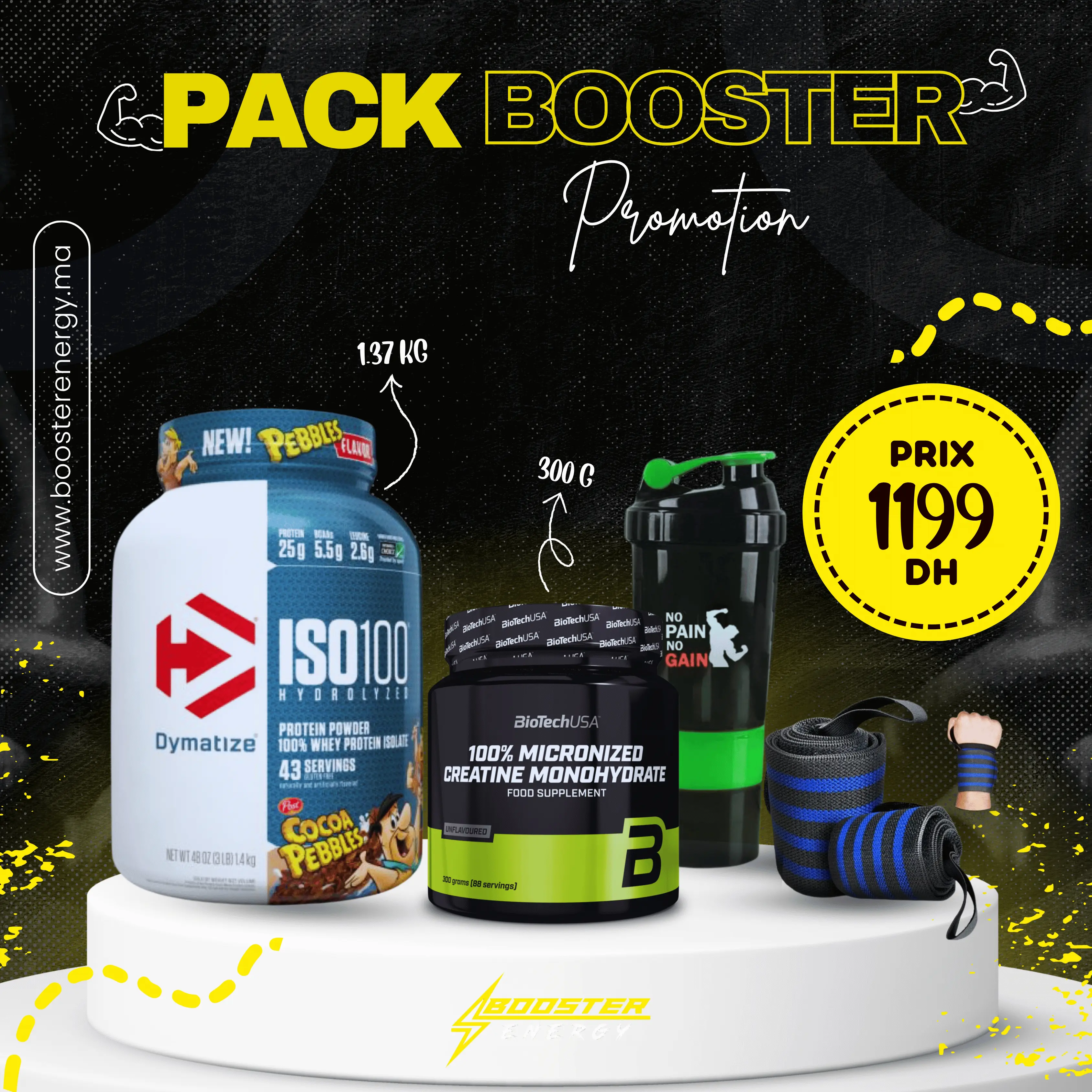 Pack Booster Promotion – ISO 100 Dymatize 1.37kg & Créatine Monohydrate BioTechUSA