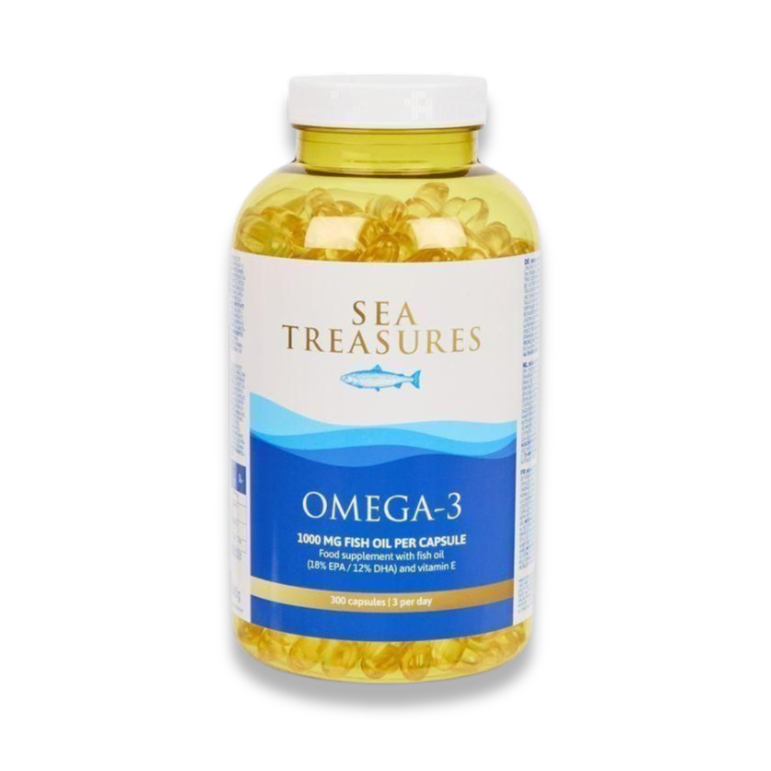 Sea Treasures Omega 3 Fish Oil 1000mg 300 Capsules (100 Servings) – 180mg EPA & 120mg DHA