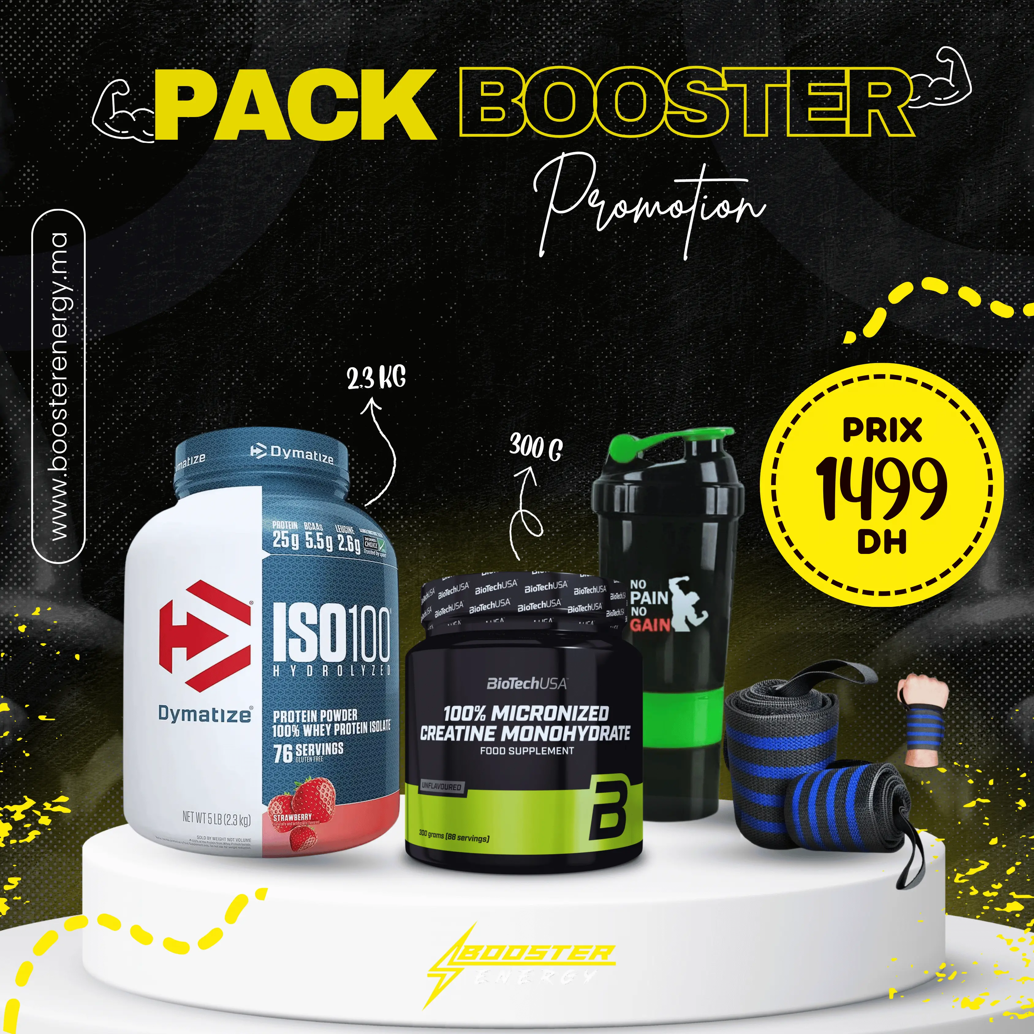 Pack Booster Promotion – ISO 100 Dymatize 2.3kg & Créatine Monohydrate BioTechUSA