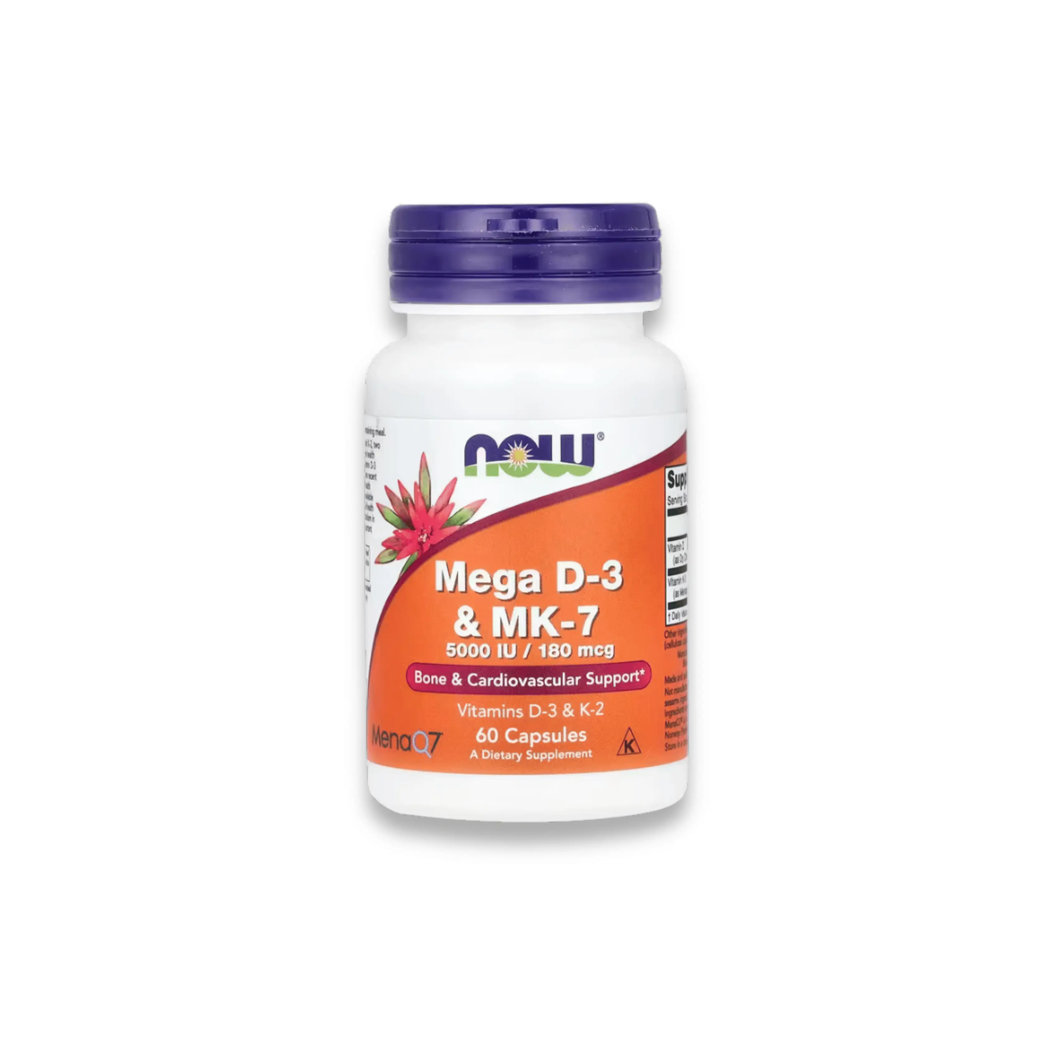 Mega D3 & MK-7 – Vitamine D3 + K2 – NOW Foods 60 Capsules