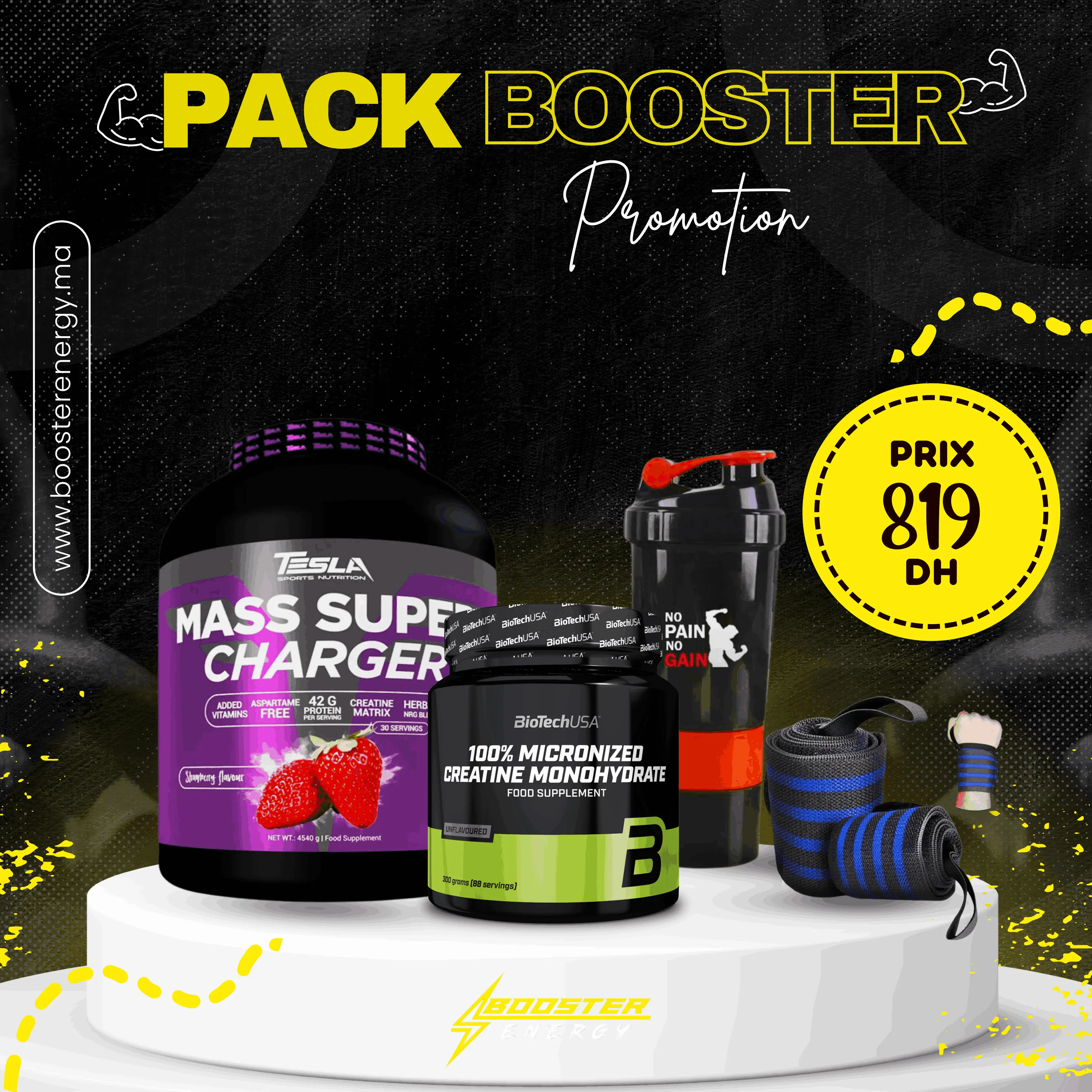 PACK PROMOTION  : Tesla Mass Super Charger &  Créatine Monohydrate 300g