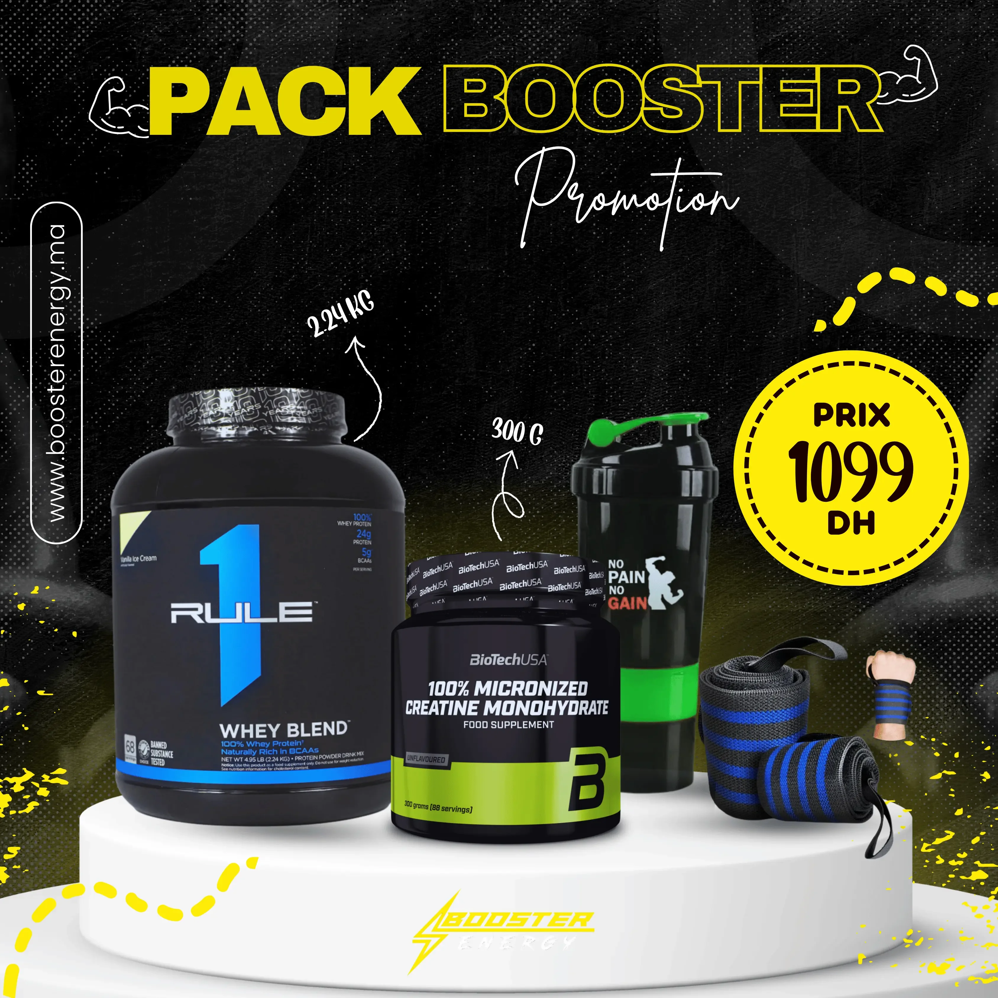 Pack Booster Promotion – Whey Blend Rule 1 & Créatine Monohydrate BioTechUSA