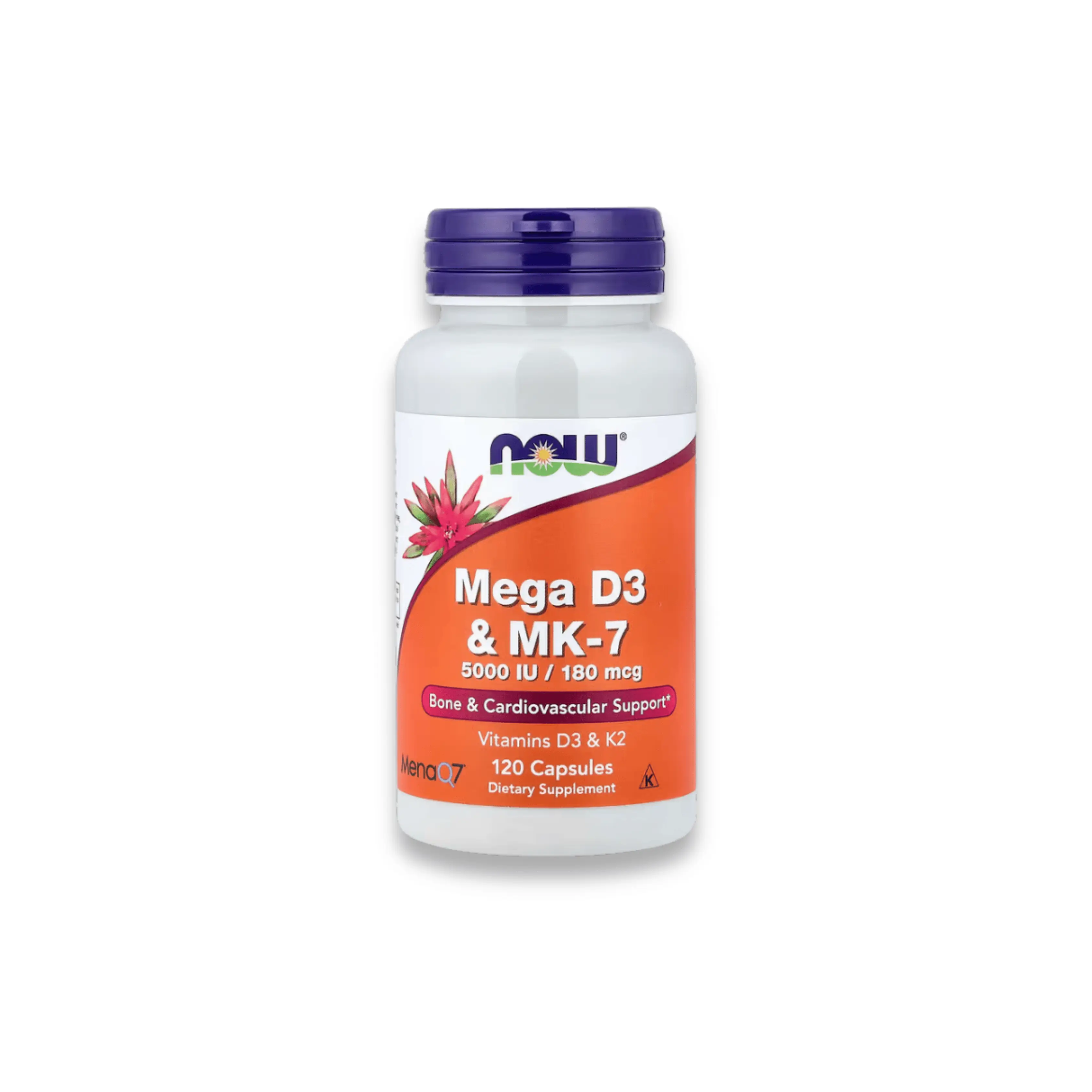 Mega D3 & MK-7 – Vitamine D3 + K2 – NOW Foods 120 Capsules