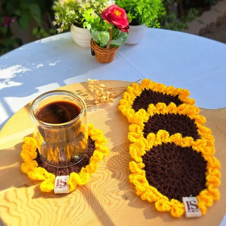 🌻rochet sunflower coaster
