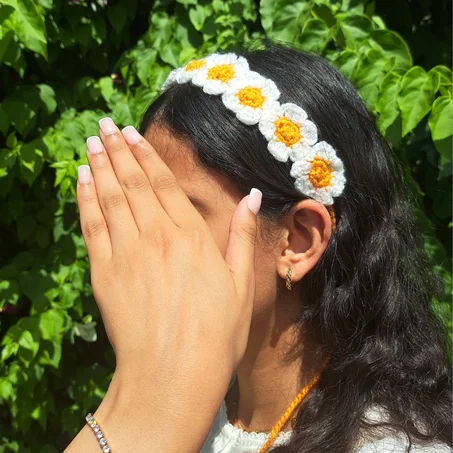 🌼 Handmade Daisy Crochet Headband 🌼