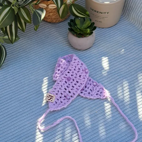 💜✨ Handmade Lavender Crochet Headband with Beads ✨💜