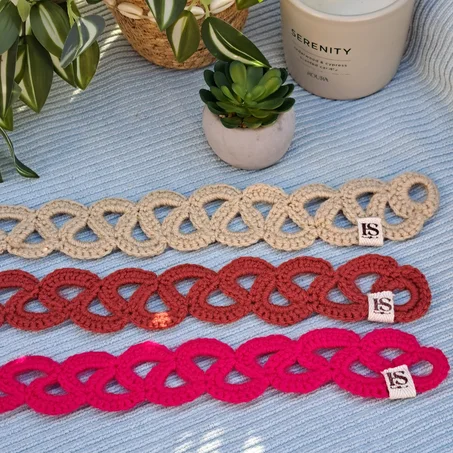 ✨🧶 Handmade Crochet Chain Headband 🩷🤎🤍