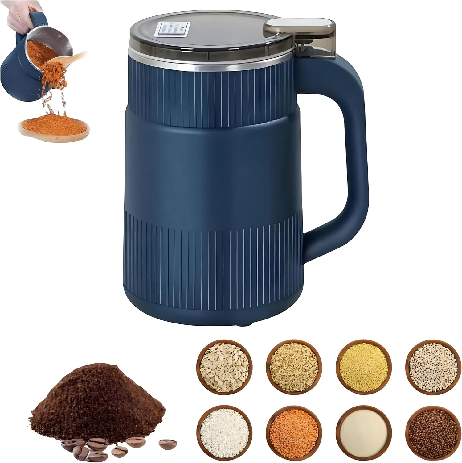 Moulin Électrique Multifonction Portable – Café, Épices, Maïs, Soja, Riz et Céréales