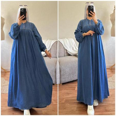 فستان جينز واسع وأنيق للمحجبات