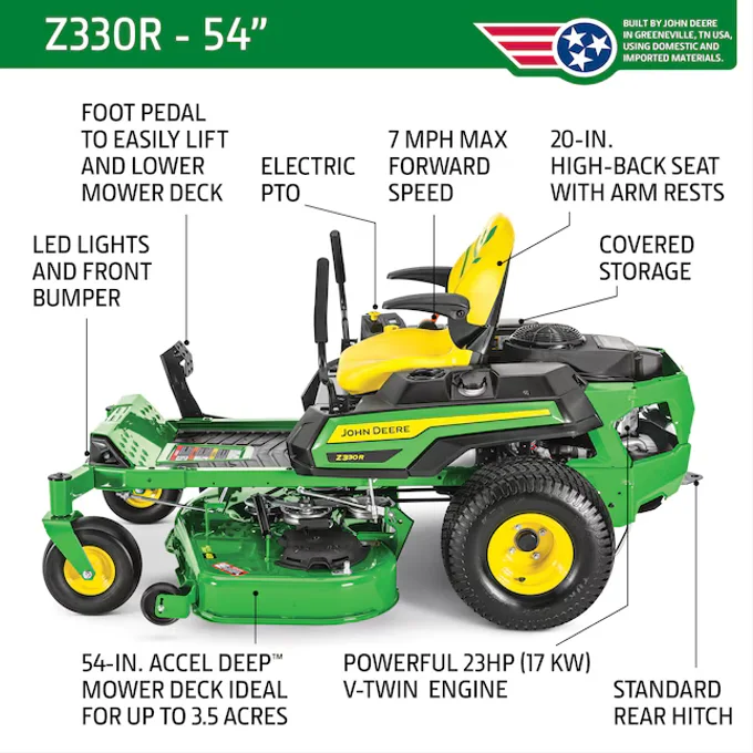 John Deere Z330R ZTrak 54-in 23 -HP V-twin Gas Zero-turn Riding Lawn Mower