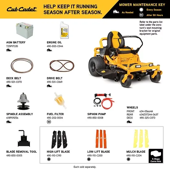 Cub Cadet Ultima ZT1 50 in. Fabricated Deck 23HP V-Twin Kawasaki Zero Turn Riding Lawn Mower