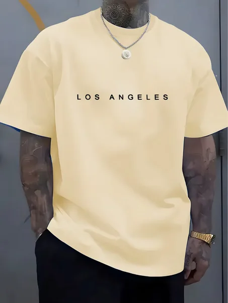 تيشيرت رجالي عصري برقبة دائرية، متعدد الاستخدامات، بأكمام قصيرة