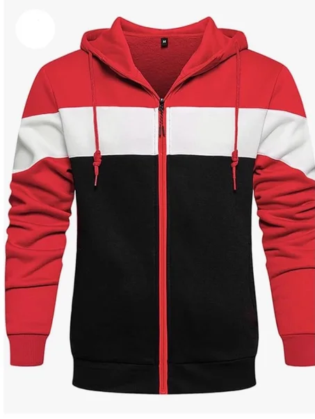 سويت شيرت بغطاء للراس بسحاب كامل للرجال واكمام طويلة مع جيوب من اوتور