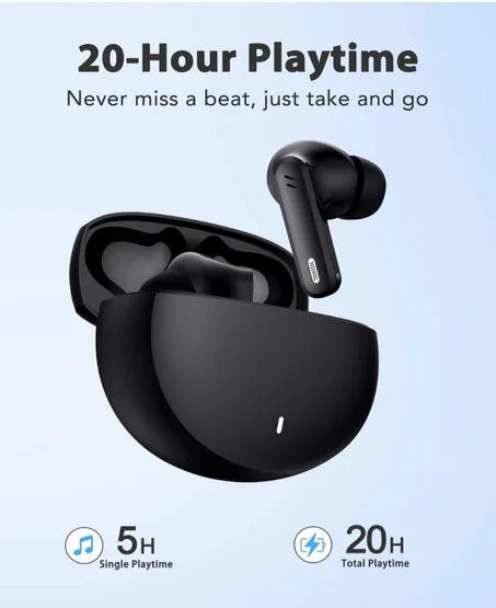 سماعات أذن لاسلكية حقيقية بلوتوث، سماعات داخل الأذن بتقنية ستيريو لاسلكية حقيقية، سماعة خفيفة الوزن، بصوت ممتاز، مصممة للرياضة والتمرين، متوافقة مع أجهزة ايفون، واندرويد، لون أسود