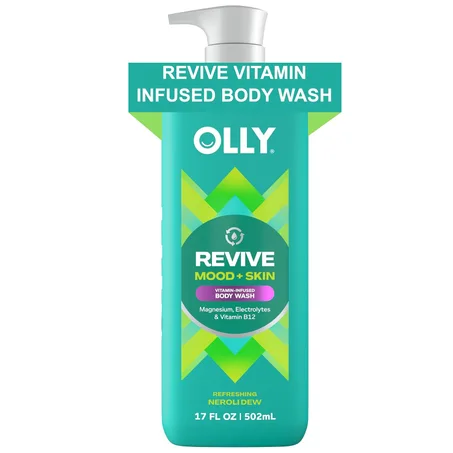 OLLY Revive Jabón Corporal con Magnesio, Electrolitos y Vitamina B12 – Limpiador Nutritivo para la Reparación de la Barrera Cutánea, Hidratación Profunda, Aroma Refrescante de Nerolidew, 17 o
