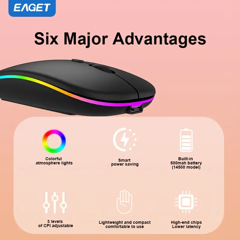 فأرة EAGET LED لاسلكية