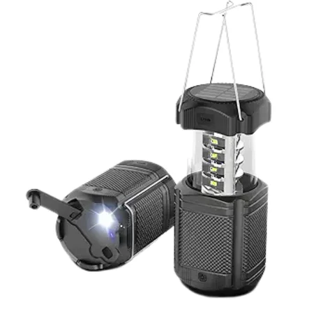 Lanterne de camping solaire 5000 mAh à manivelle télescopique avec lampe torche LED