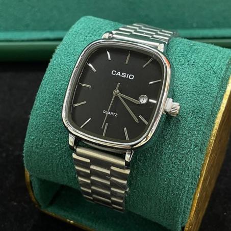 montre casio silver- oval Uni-sex  avec porte dargent+بزطام
