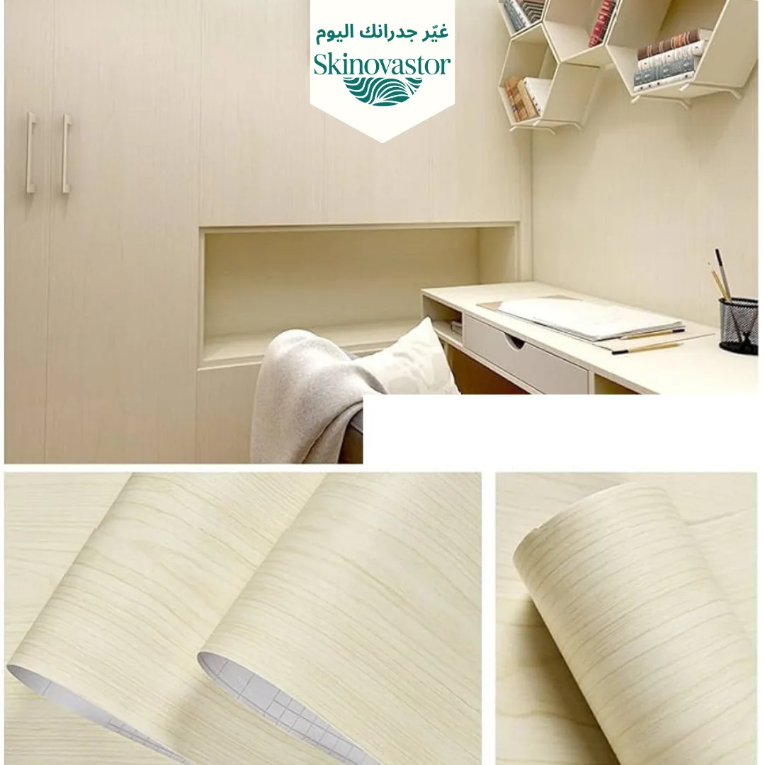 مجموعة من لفات ورق جدران ذاتية اللصق ومقاومة للماء بنمط الخشب الطبيعي (10 أمتار × 45 سم)