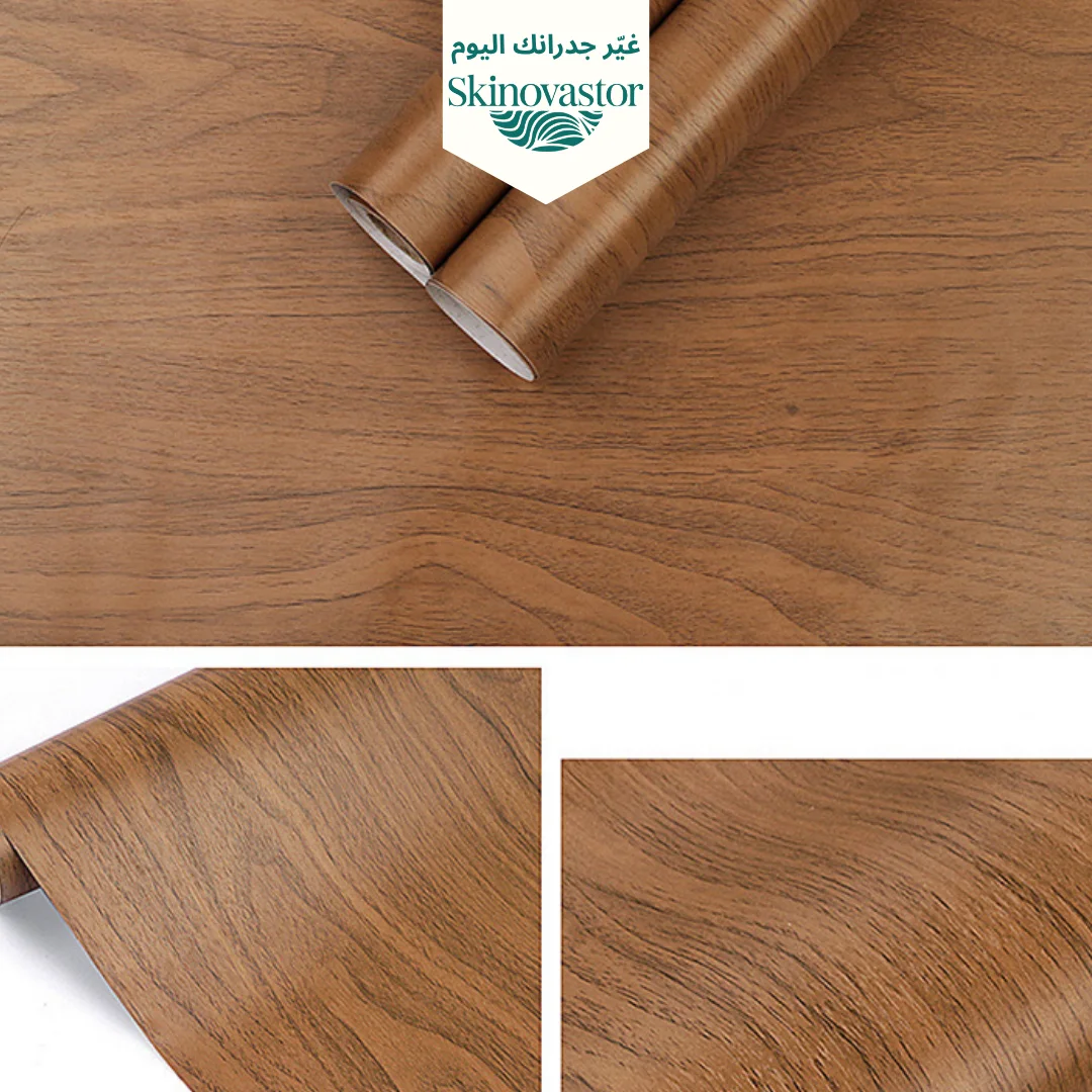 مجموعة من لفات ورق جدران ذاتية اللصق ومقاومة للماء بنمط الخشب الطبيعي (10 أمتار × 45 سم)