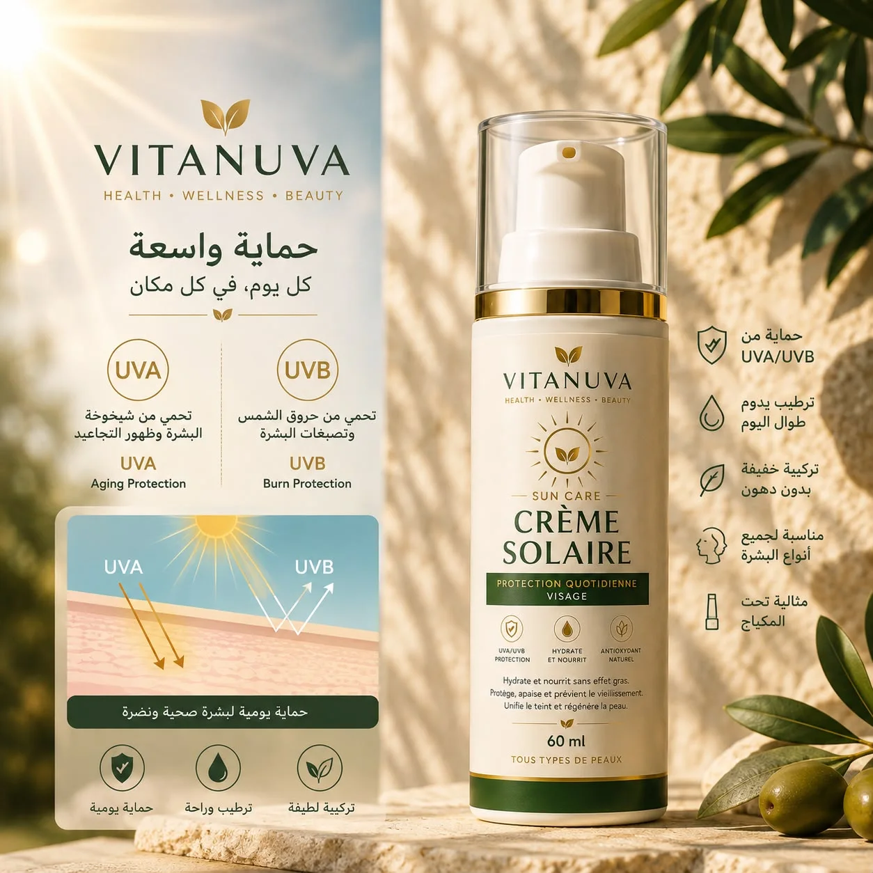 واقي الشمس  – Crème Solaire 60ml