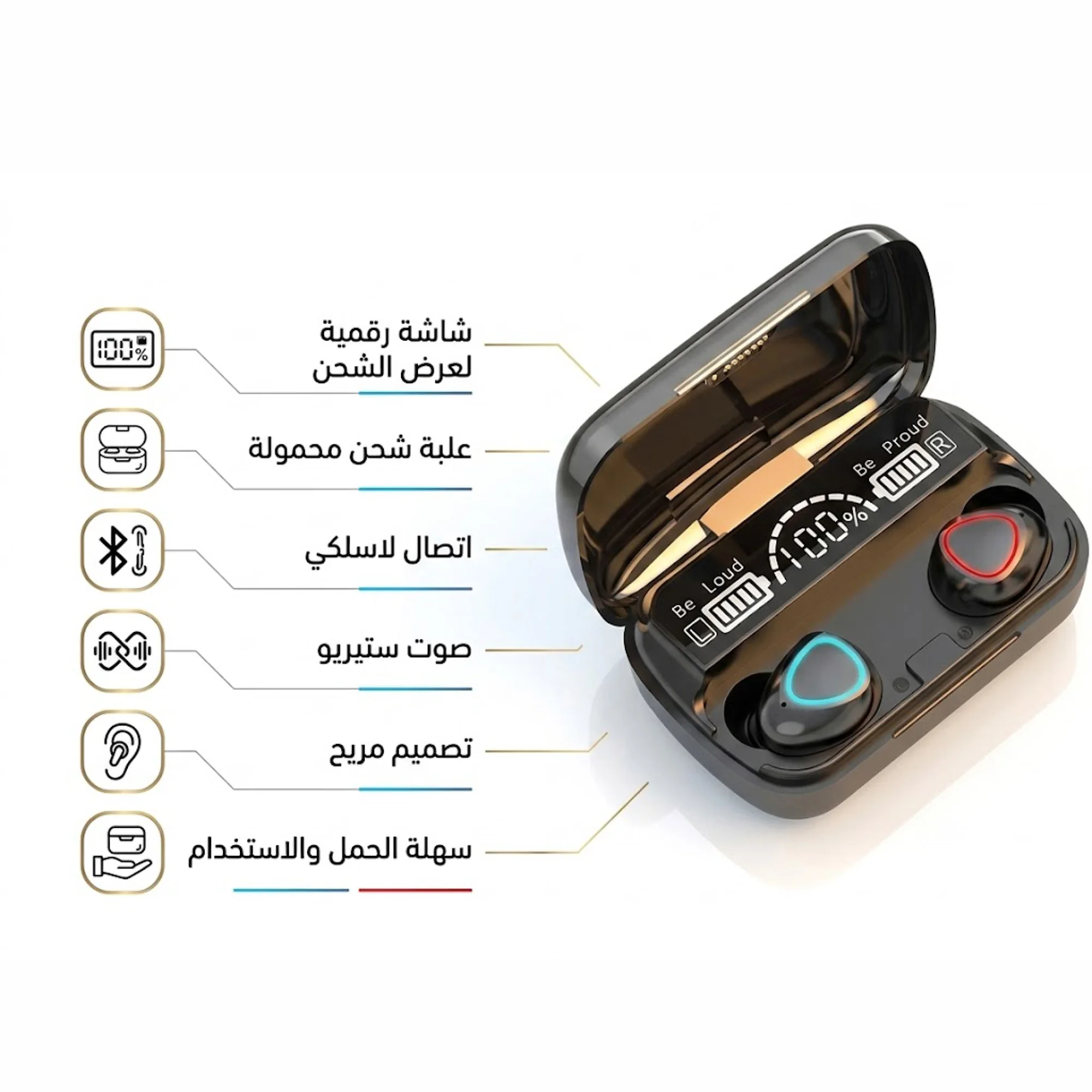 EARBUDS M10    سماعة أذن لاسلكية Bluetooth مع باور بانك