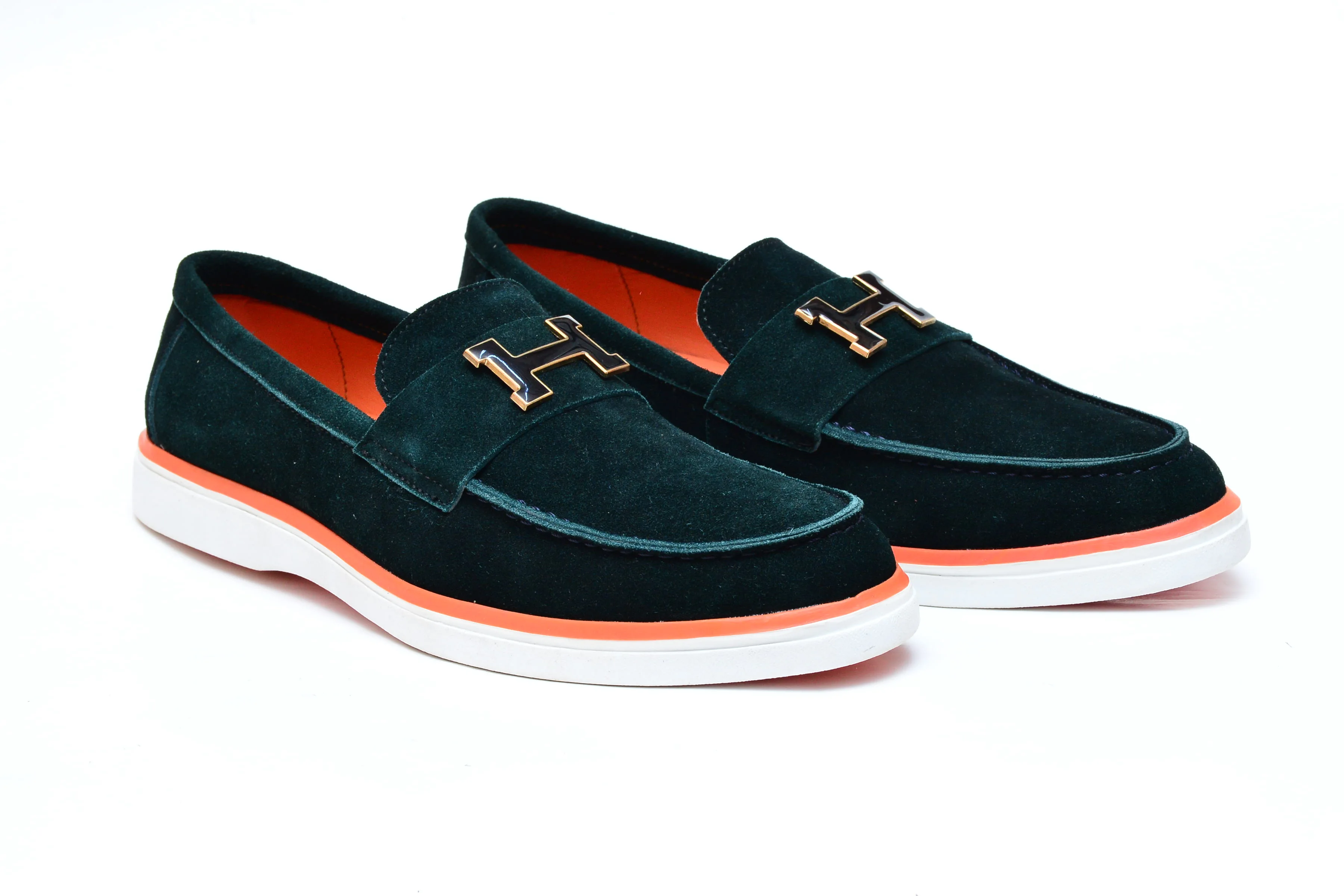 Mocassin Hermès « H » Suède bleu intense