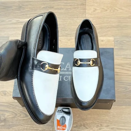 M601 chaussures Cuir Noir Blanc