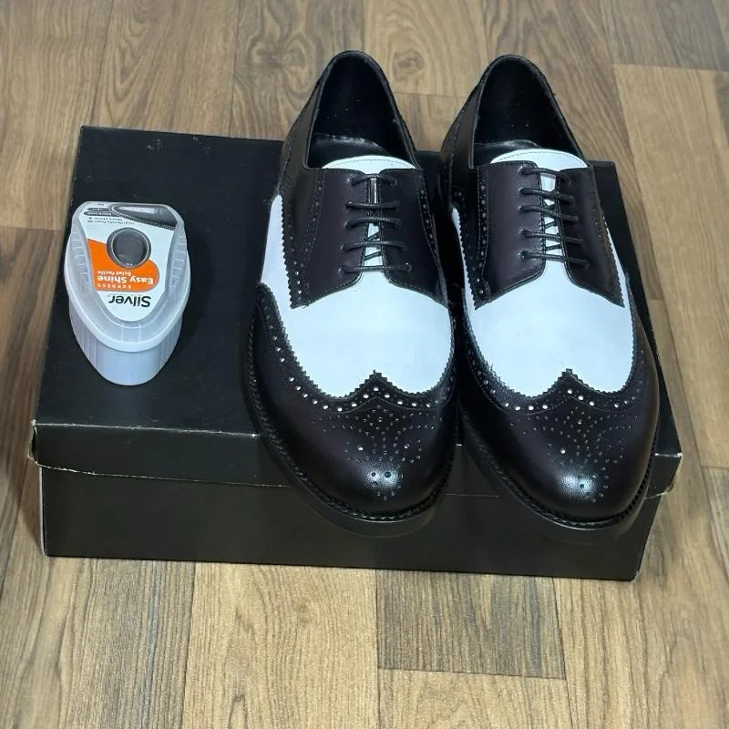 M904 chaussures Cuir noir blanc